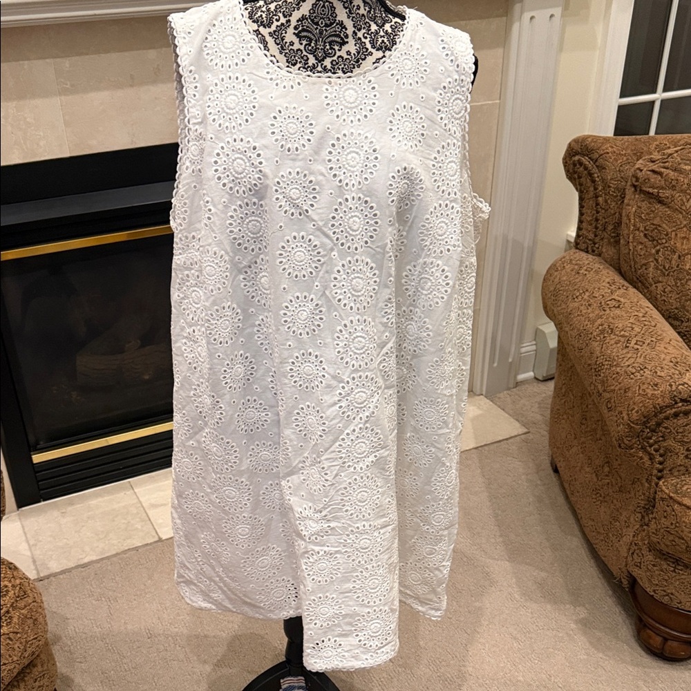 Elegant White Eyelet Midi Dress